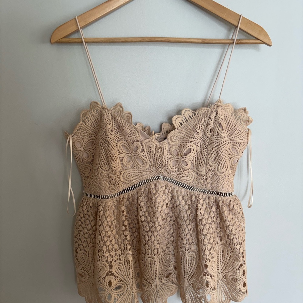 Ina Beige Crochet Lace Camisole